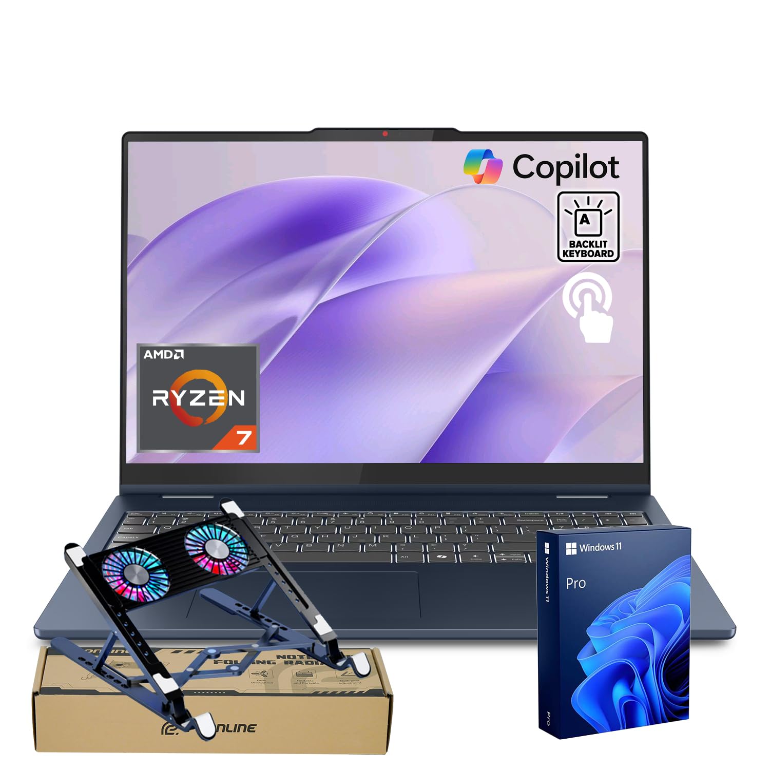 Lenovo IdeaPad Slim 5 Business Laptop, 16" FHD+ Touch, Ryzen 7 350(5GHz max Frequency, >Ultra 7 155U), 64GB RAM, 1TB + 1TB SSD, Backlit, Wi-Fi 7, W11P