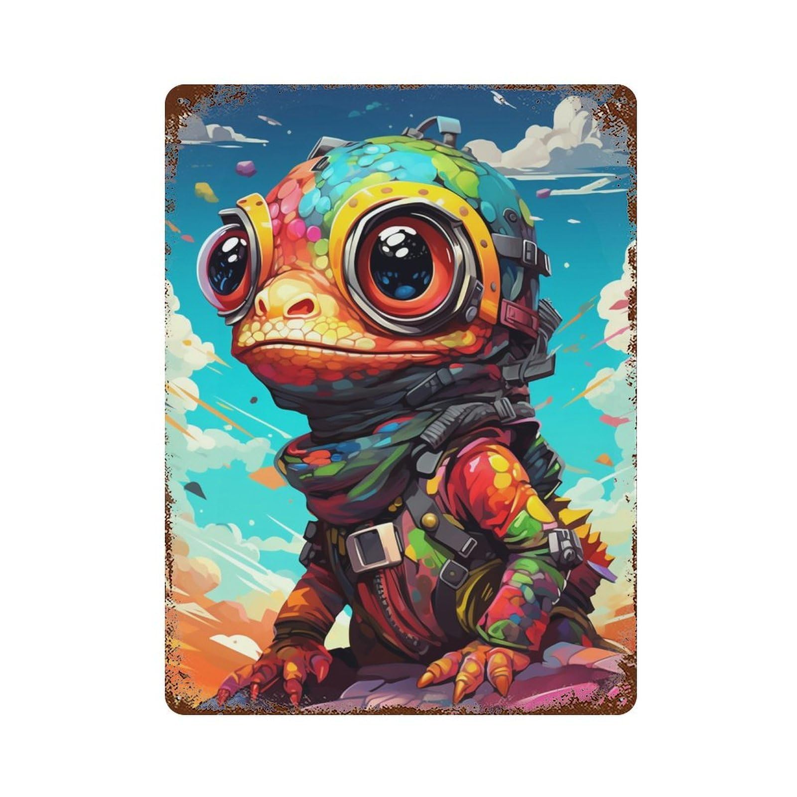 Cyber Lizard Adventure Gear Rusty Metal Tin Sign 15.7"x11.8", for Pub, Kitchen And Man Cave Decor, Novelty Wall Decor