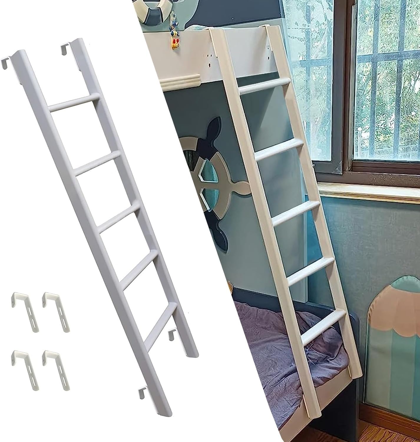 Escalera para literas de interior y camas gemelas con sistema de subida ajustable
