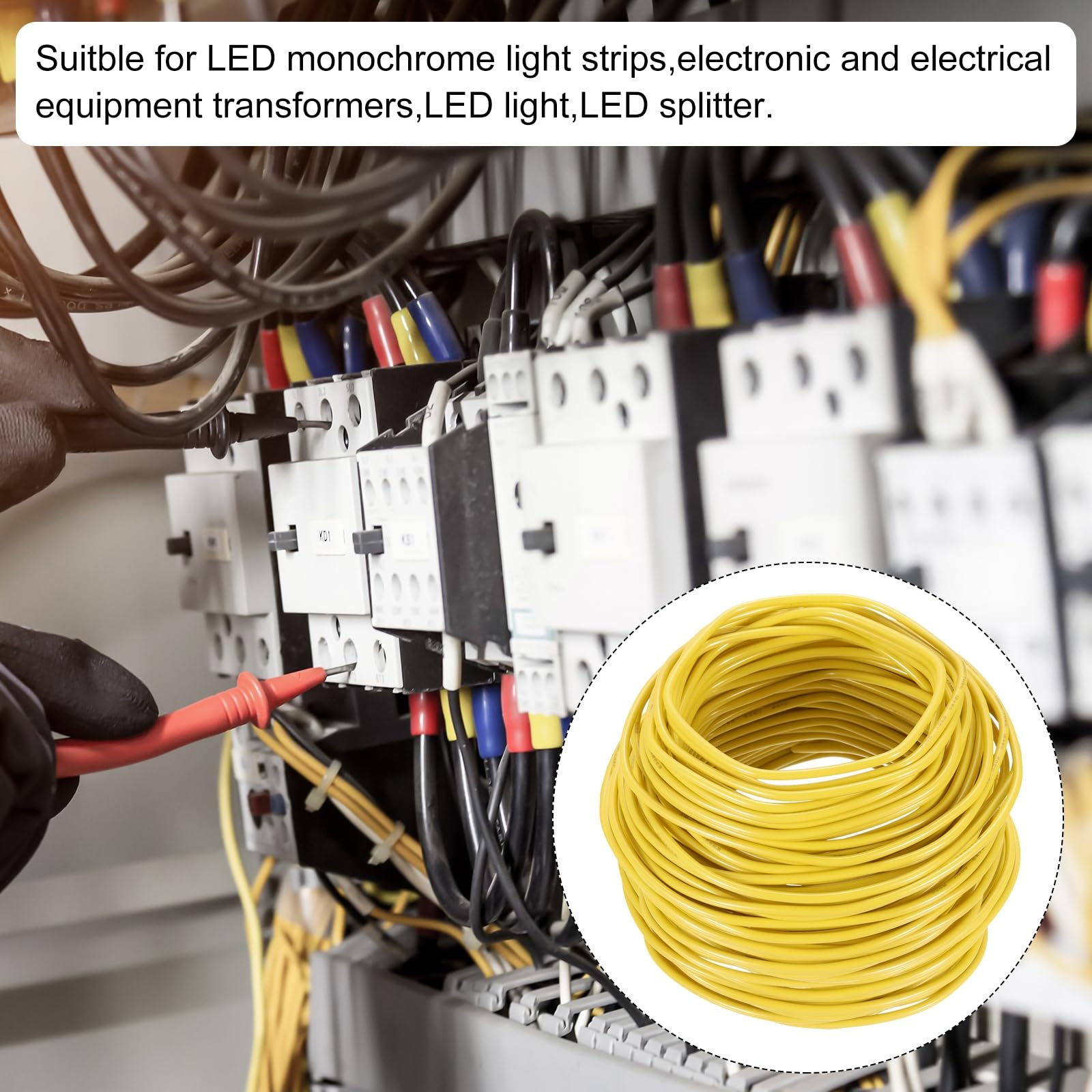 QUARKZMAN 150 Fuß Elektrischer Draht Isoliert Massivkupfer 12AWG Anschlusskabel THHN Draht Wohnbereich Industrie Erdung Elektrisch Bewertet Für 600 Volt UL Gelistet Gelb