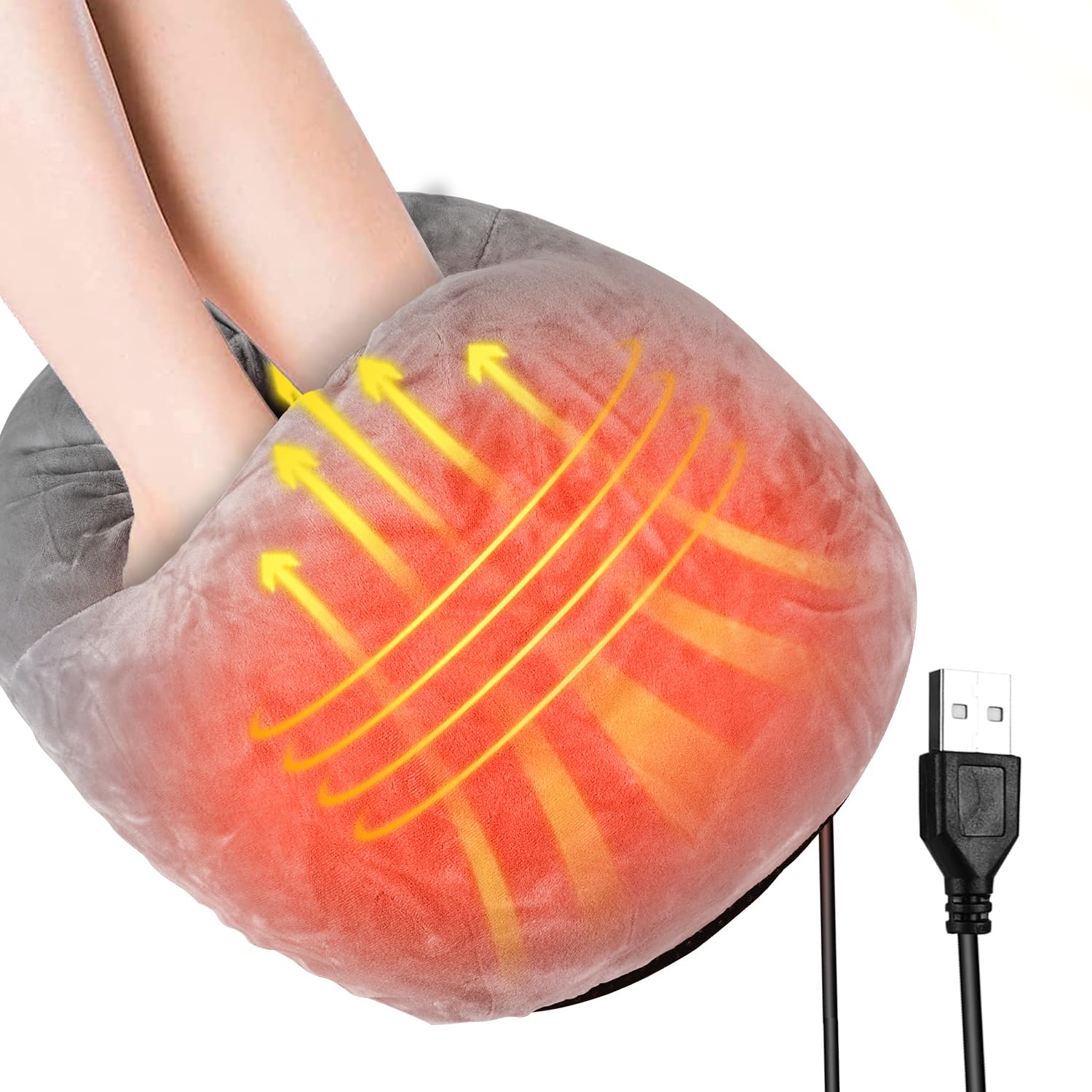 Sporgo Elektryczny ogrzewacz do stóp z ogrzewaniem i masażem wibracyjnym, ogrzewacz do stóp USB, zdejmowany, szybkie nagrzewanie, antypoślizgowa podeszwa, elektryczne buty grzewcze, ogrzewanie stóp