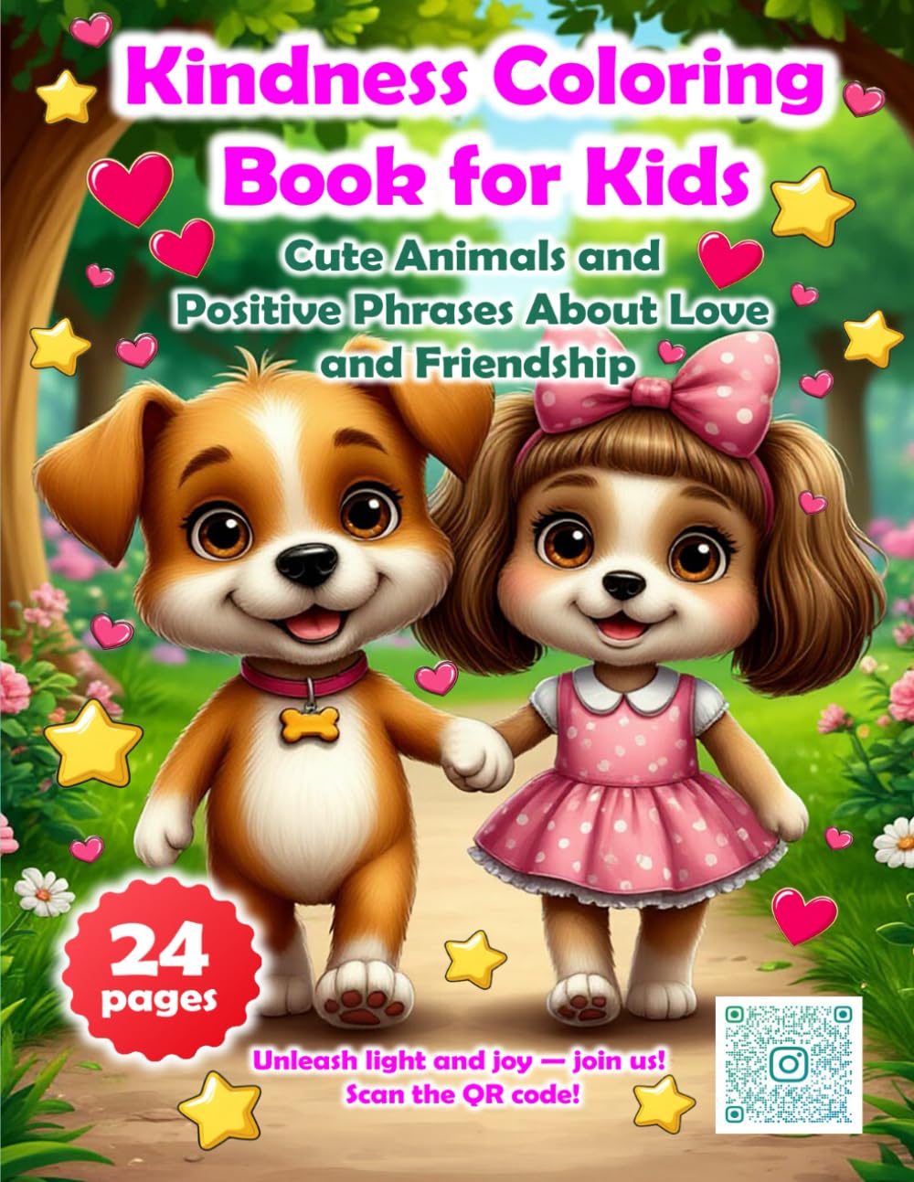 Kindness Coloring Book for Kids Cute Animals and Positive Phrases About Love and Friendship