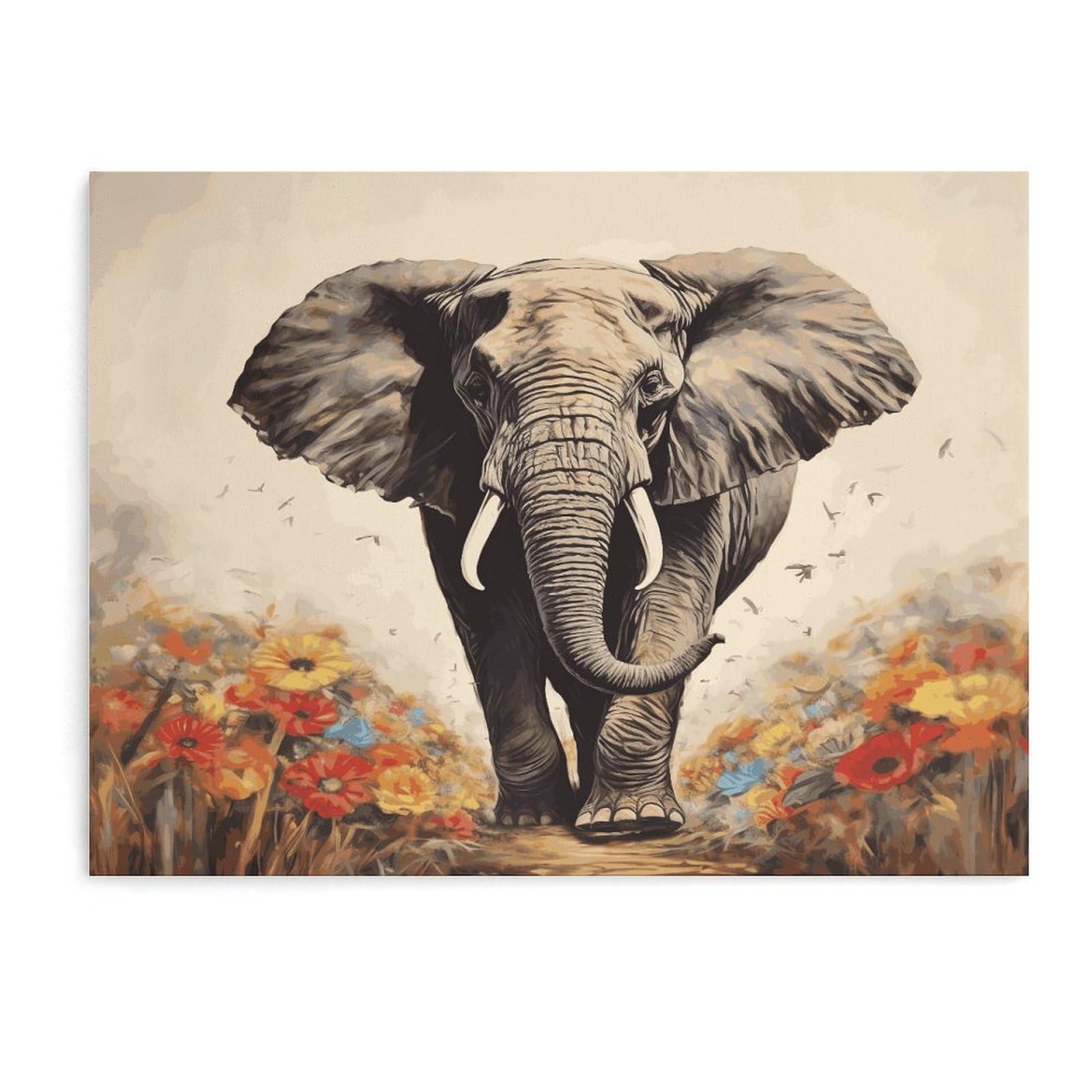 Fodpand Unframe-Style Elephant Painting Bathroom Wall Art Canvas Prints, Artwork For Walls For Living Room Hallway Stair Office Wall Decor, Pictures Home Decor 15.7X11.8 Inch