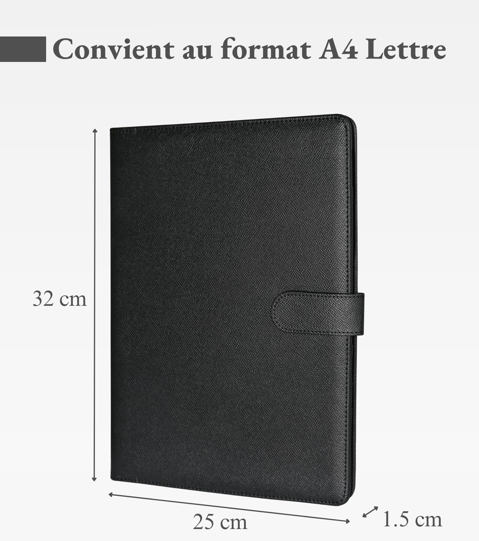 Mymazn Porte Documents A4,Porte Document Homme Femme Pu Cuir Porte Bloc Support Document Conférencier portfolio A4 Range Documents Trieur Organiseur Planchettes Porte-formulaires (Noir)