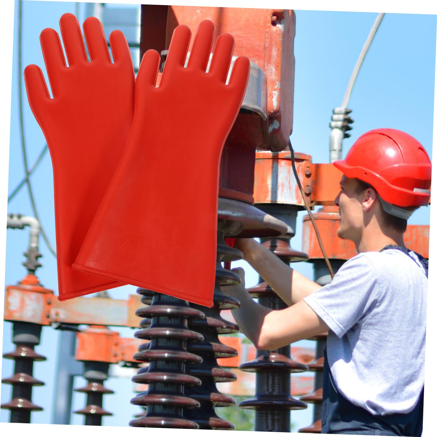 Veemoon Guantes Aislantes de Goma para Electricistas Guantes de Trabajo Eléctrico de Voltaje para Protección Instalaciones Eléctricas