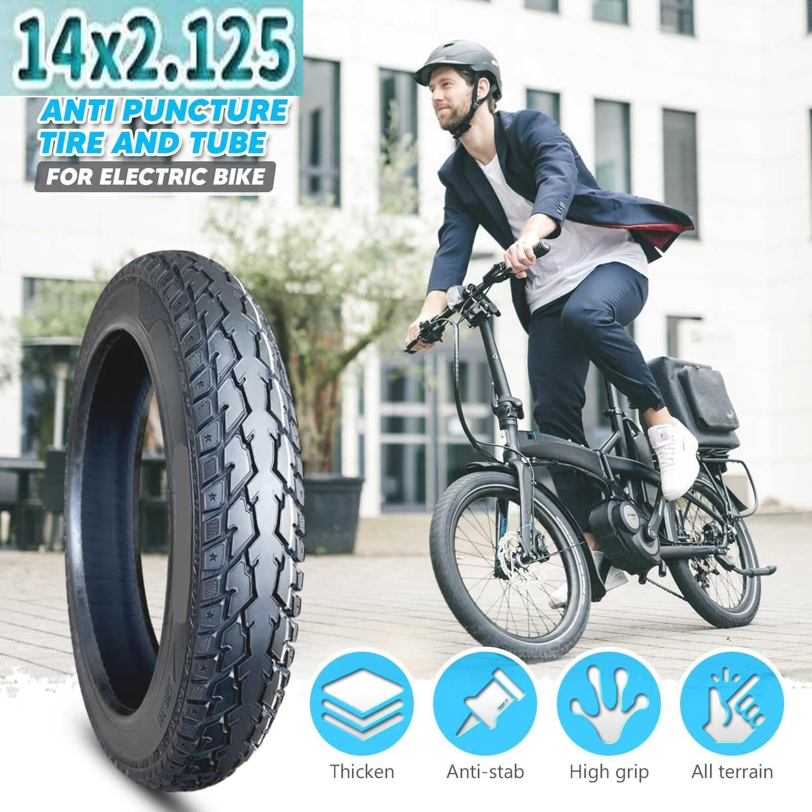 14x2.125 Opona 14 2.125 Opona bezdętkowa All Terrain All Season odpowiednia do roweru elektrycznego, 14-calowa opona antypoślizgowa specjalnie zaprojektowana do składanego roweru elektrycznego Opona d