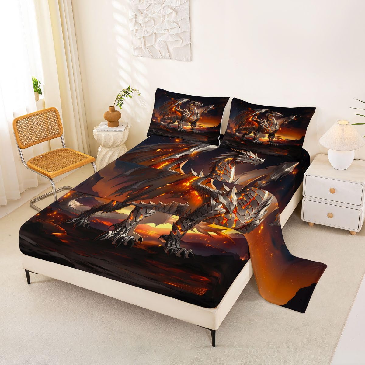 Loussiesd Zestaw pościeli smoka king size