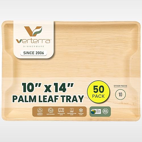 Bandeja de hoja de palma de 10 x 14 pulgadas, paquete de 50 platos desechables de palma para servir ecológicos, vajilla como bandeja de embutidos de disponible en Yaxa El Salvador