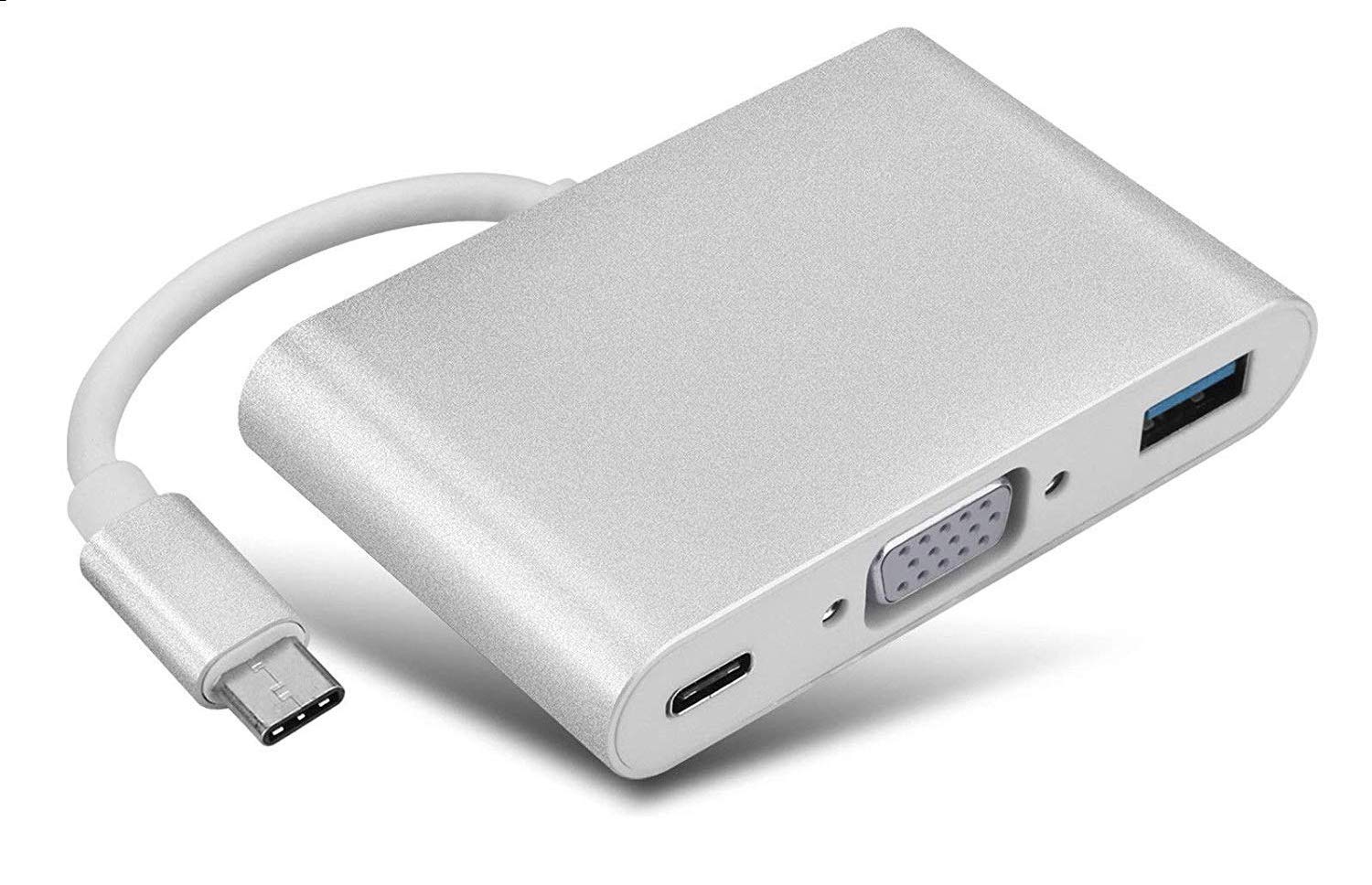 MICROWARE USB-C USB 3.1 Type C to VGA Monitor & USB OTG & Charger Adapter
