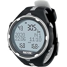 SEAC Action HR, High Resistance Dive Computer with Scuba and Freediving Mode, Dive Logbook, Dive Planner, Safety Alarms, HR Black/Red