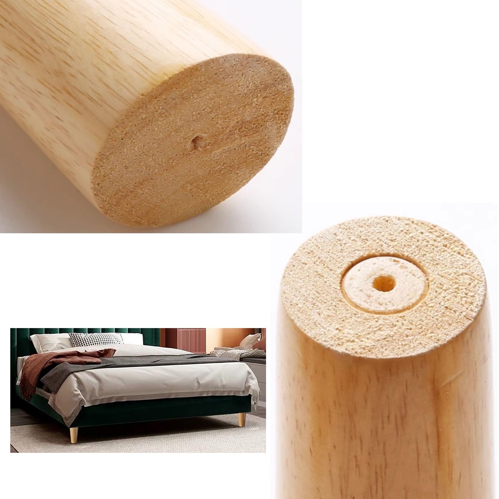 Niepomalowane nogi meblowe z naturalnego drewna, 60 cm, wymienne nogi podporowe do szafek, szafek, stołów, regałów i szaf, trwałe i stylowe, ulepszone