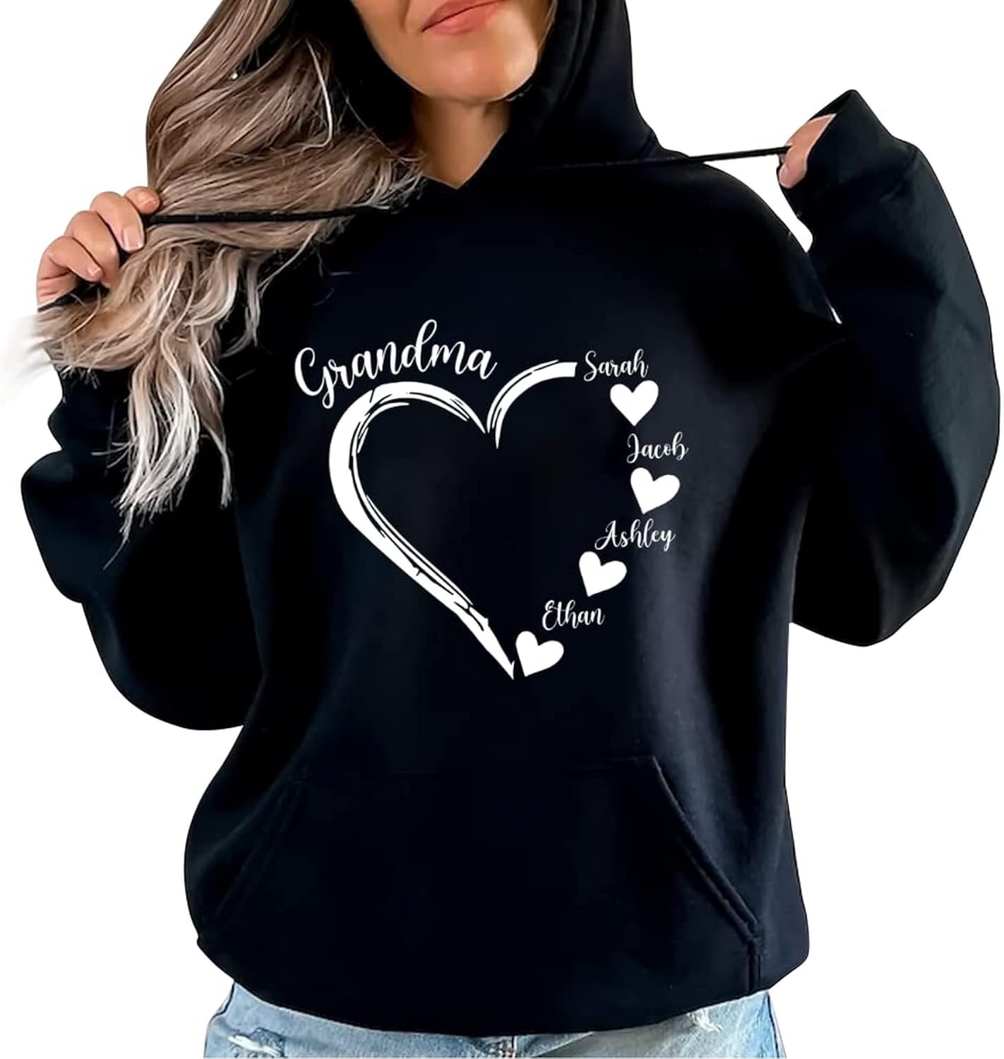 NAZENTI Personalized Mom, Grandma Heart Shirt, Grandkids Name Shirt for Mothers Day - Image 5