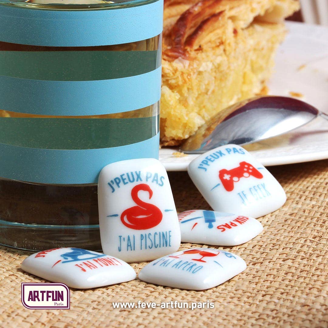 ArtFun 40 FEVES J'PEUX PAS - Lot de fèves en porcelaine alimentaire pour les rois