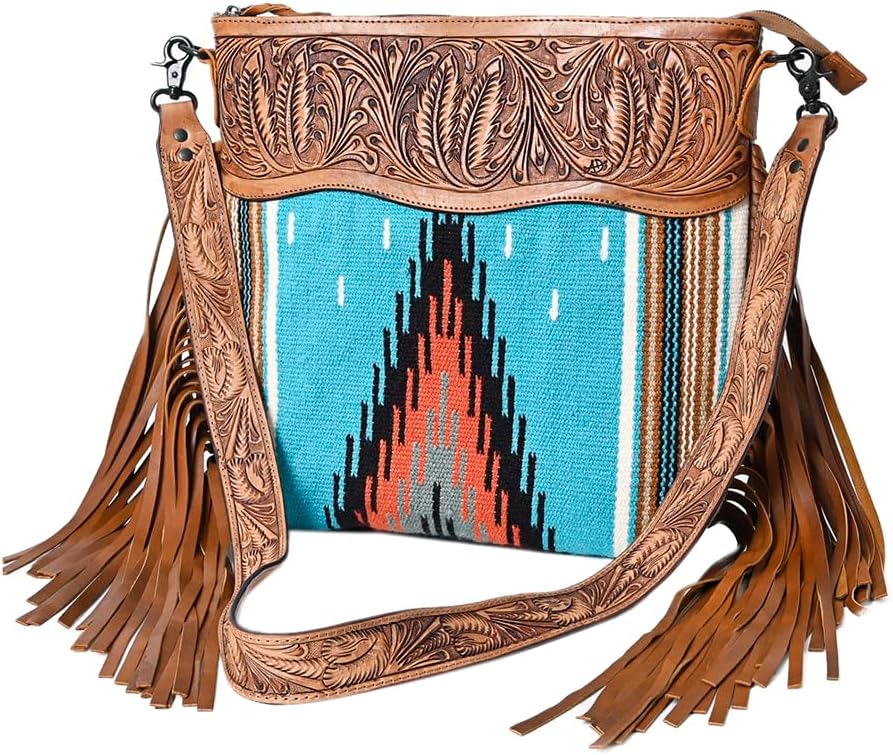 American Darling Crossbody Hand Tooled Saddle Blanket Genuine Leather Women Bag Western Handbag Purse