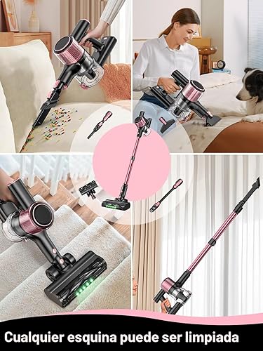 Miniatura 9 de Aspiradora inalámbrica, potente succión 8 en 1, aspiradora ligera para el hogar, pantalla LED, 3 modos de succión, aspiradora de batería desmontable