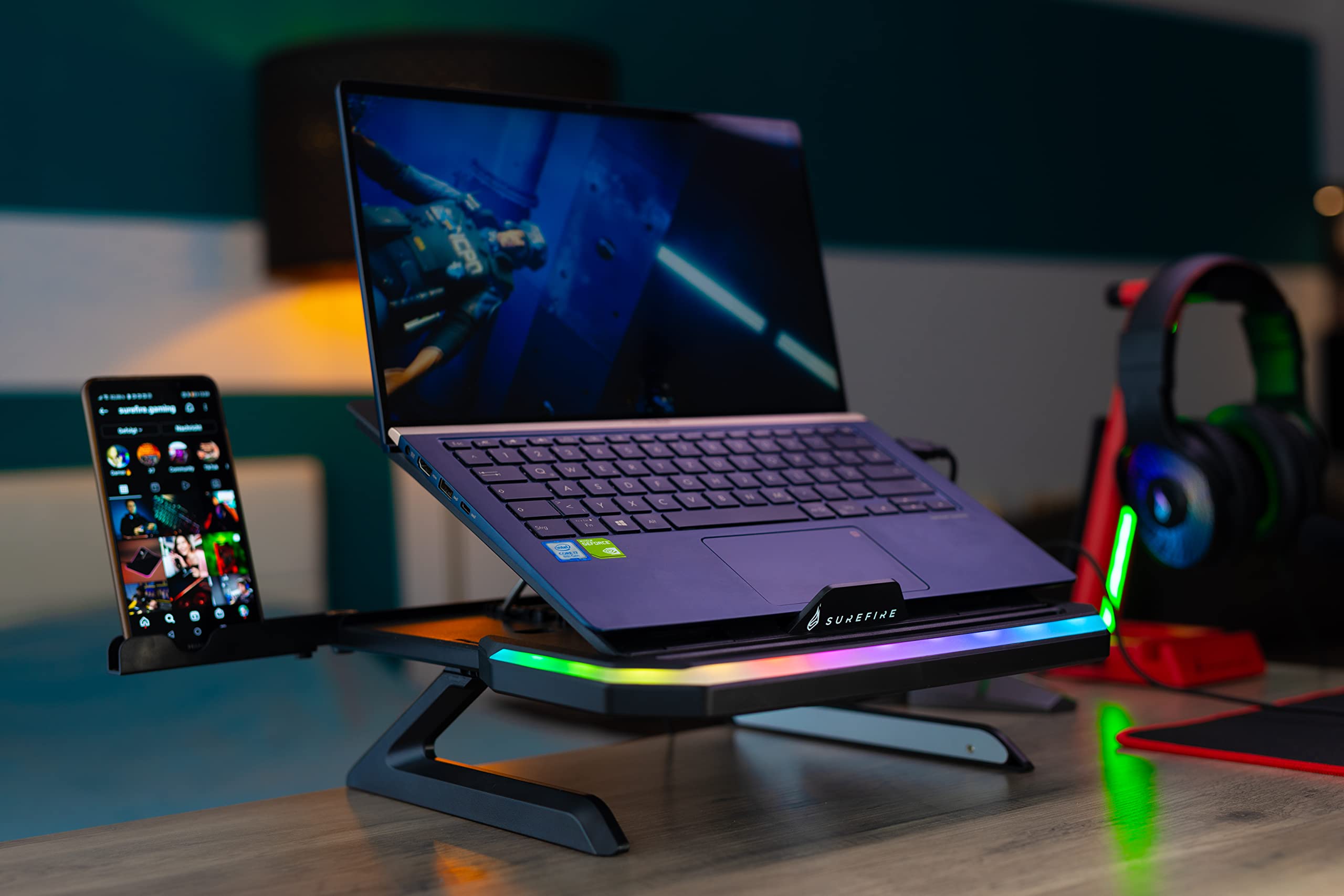 Surefire Portus X1 Foldable Laptop Stand with RGB