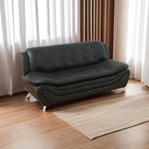 Moderno conjunto de sofá seccional de cuero de 3 piezas sofá de 6 plazas, sofá biplaza y sillón con tapizado de cuero sintético y estructura