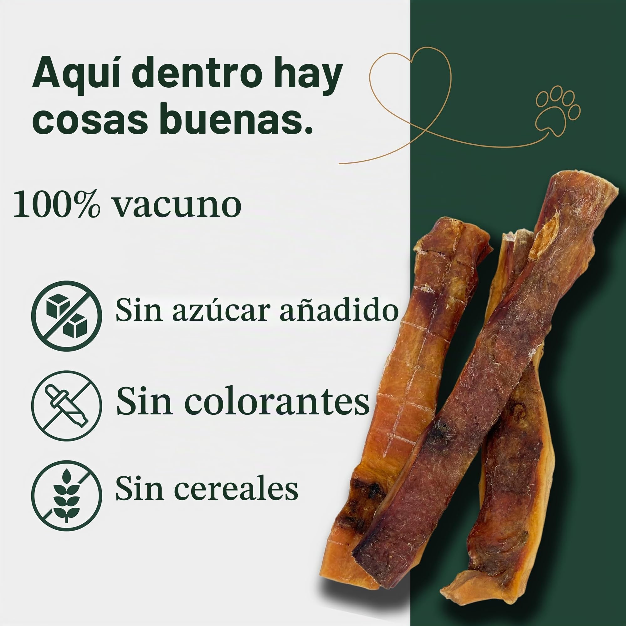 BREERs piel de vacuno seca para perros, 25 cm, 2 kg, sin cereales, fabricación alemana, golosinas masticables para perros grandes