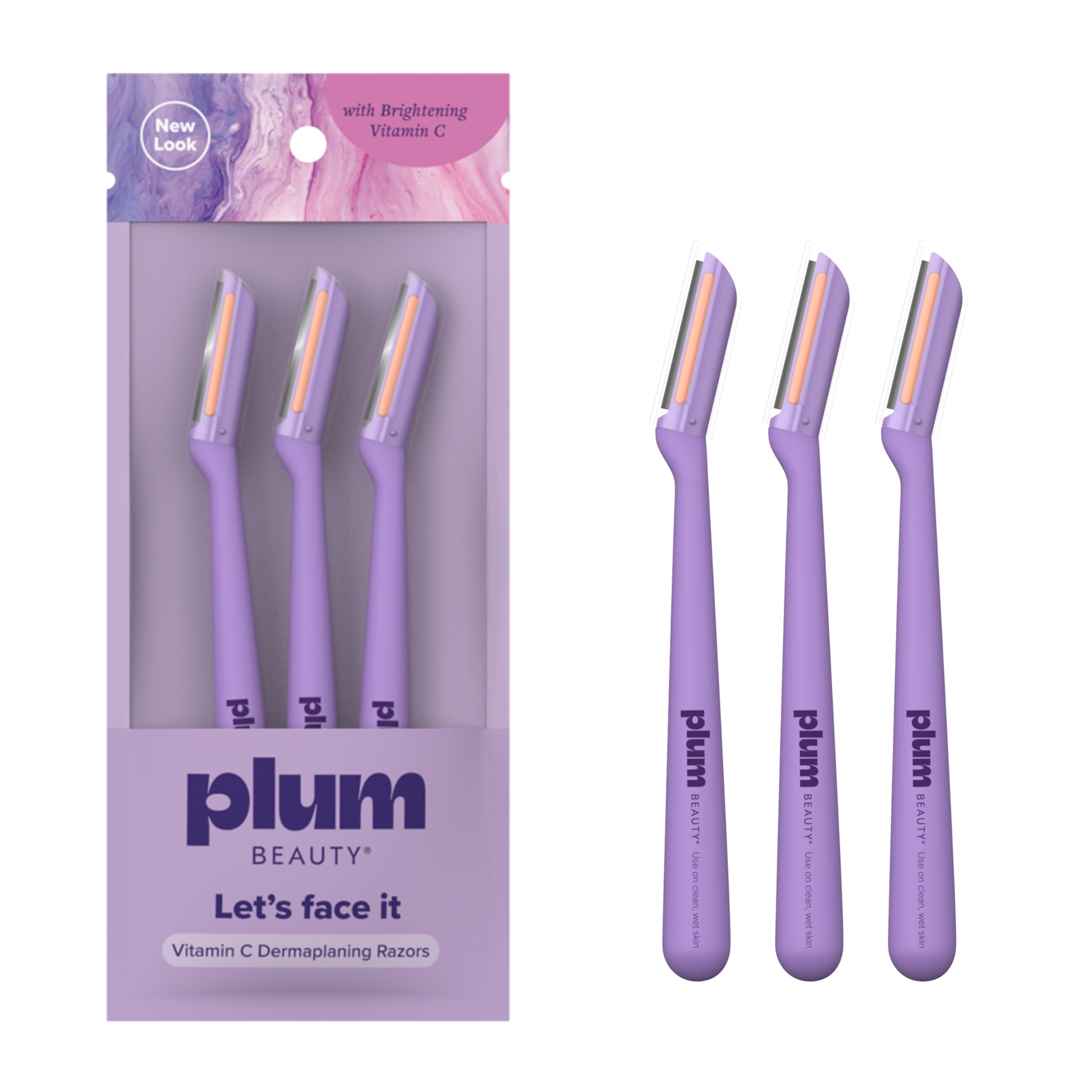 Plum Beauty Vitamin C Dermaplaning Razors (3-Pack)– Facial Razors for Women