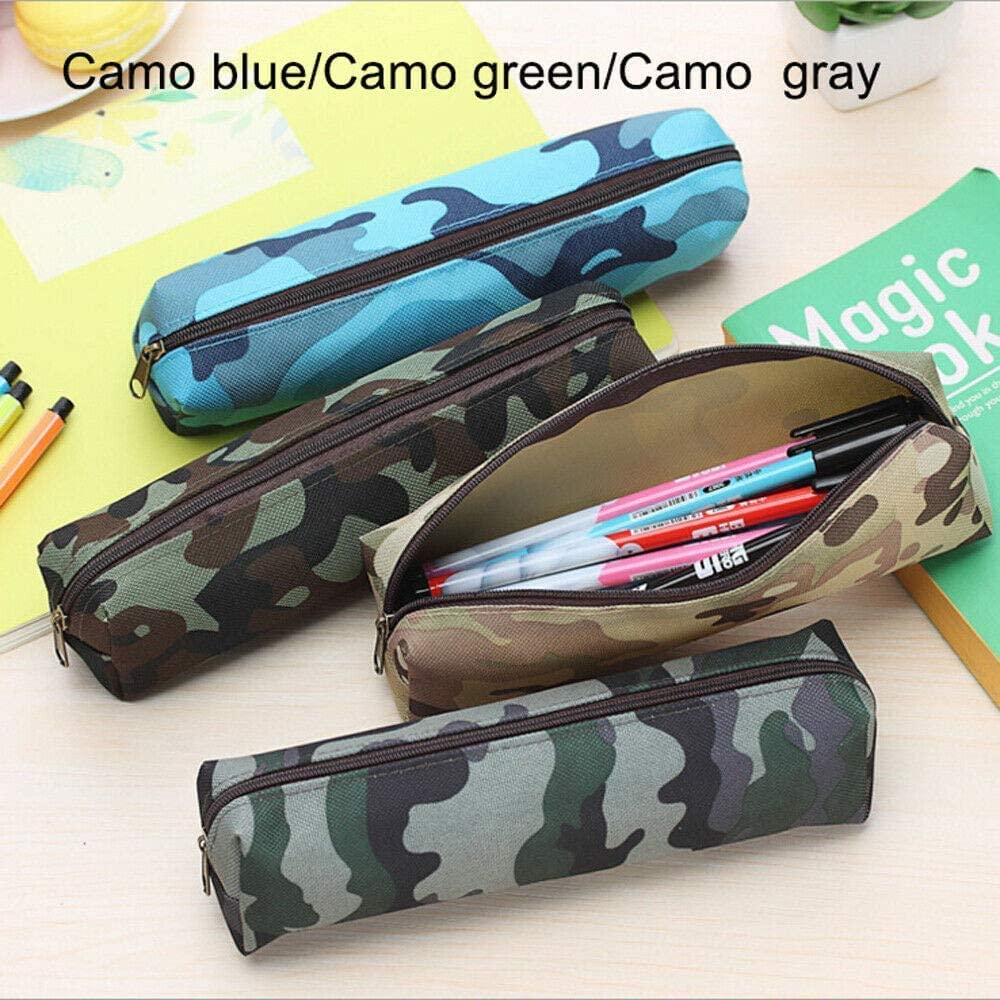 Pencil Case Student Pen Case Office Organizer Camo Zip Storage Bag Pouch Holder for School Supplies Green - Image 4