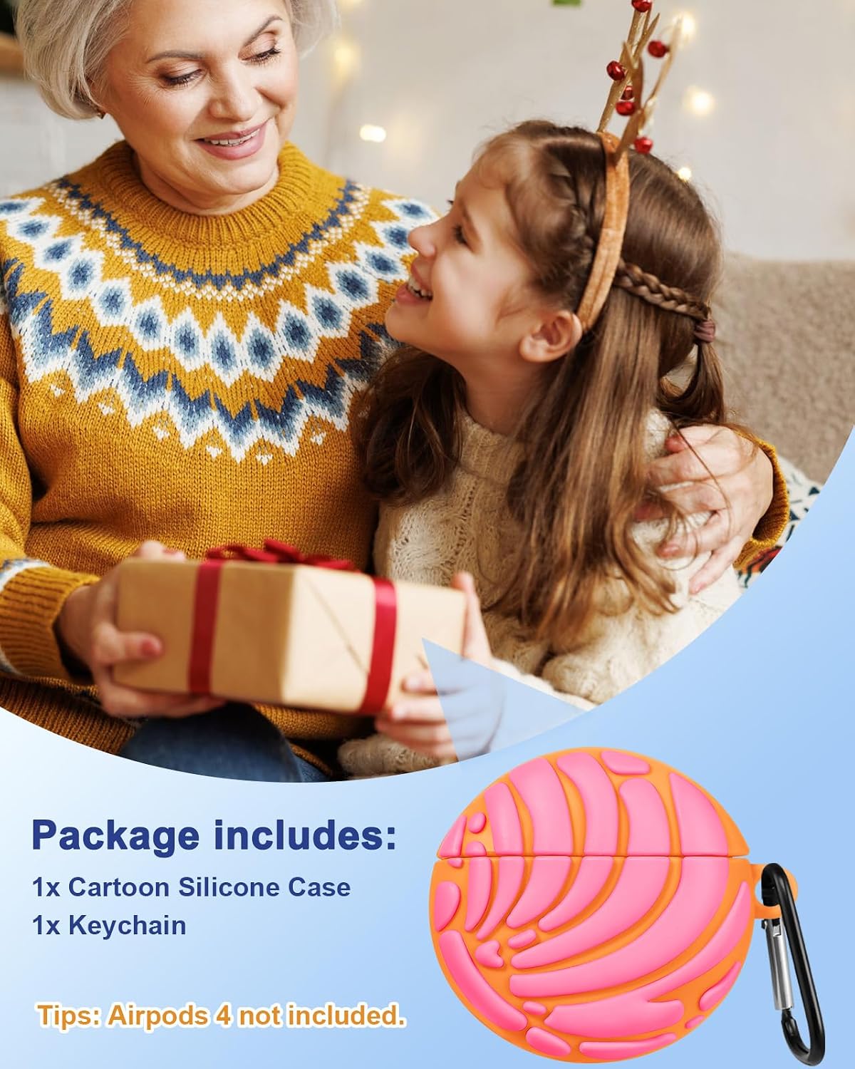 Boaretiu for AirPods 4 Case Cute Kawaii - 3D Soft Silicone Case Cover with Keychain for Women Girls Teens Food Girly Funny Unique Pretty Fashion Design Protective Skin Case for Airpods 4, PK Bread
