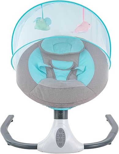 Miniatura 4 de Columpio eléctrico para bebés con altavoz de música a control remoto, columpio para recién nacido con 4 velocidades de oscilación, balancín para