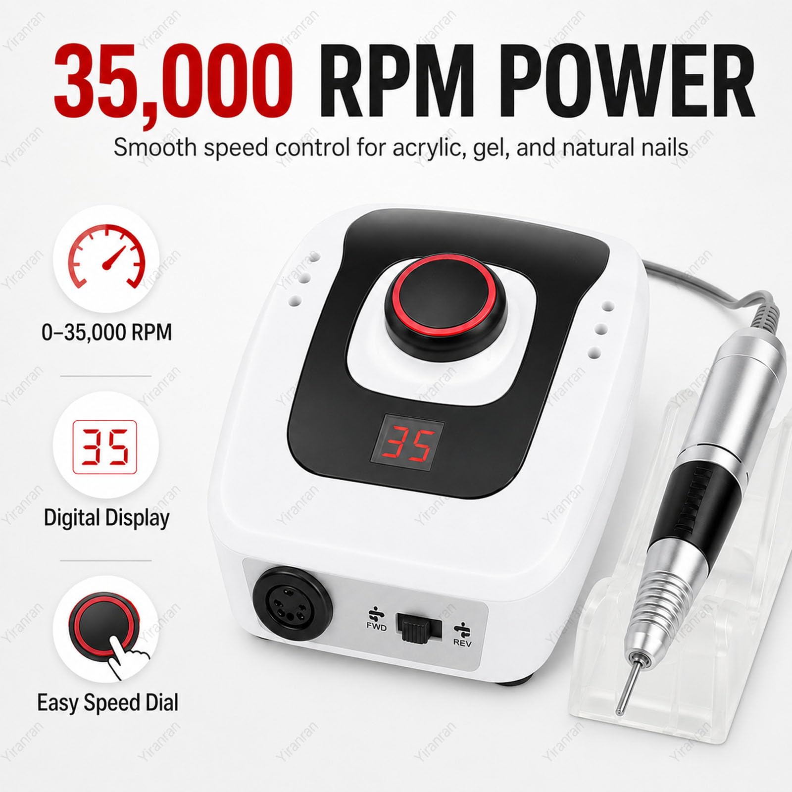 Máquina Perforadora de uñas de 300-35000 RPM, Kit de Taladro para manicura y pedicura, Fresa para Quitar el Esmalte de uñas, Herramientas para manicura y pedicura, para uñas acrílicas, de Gel