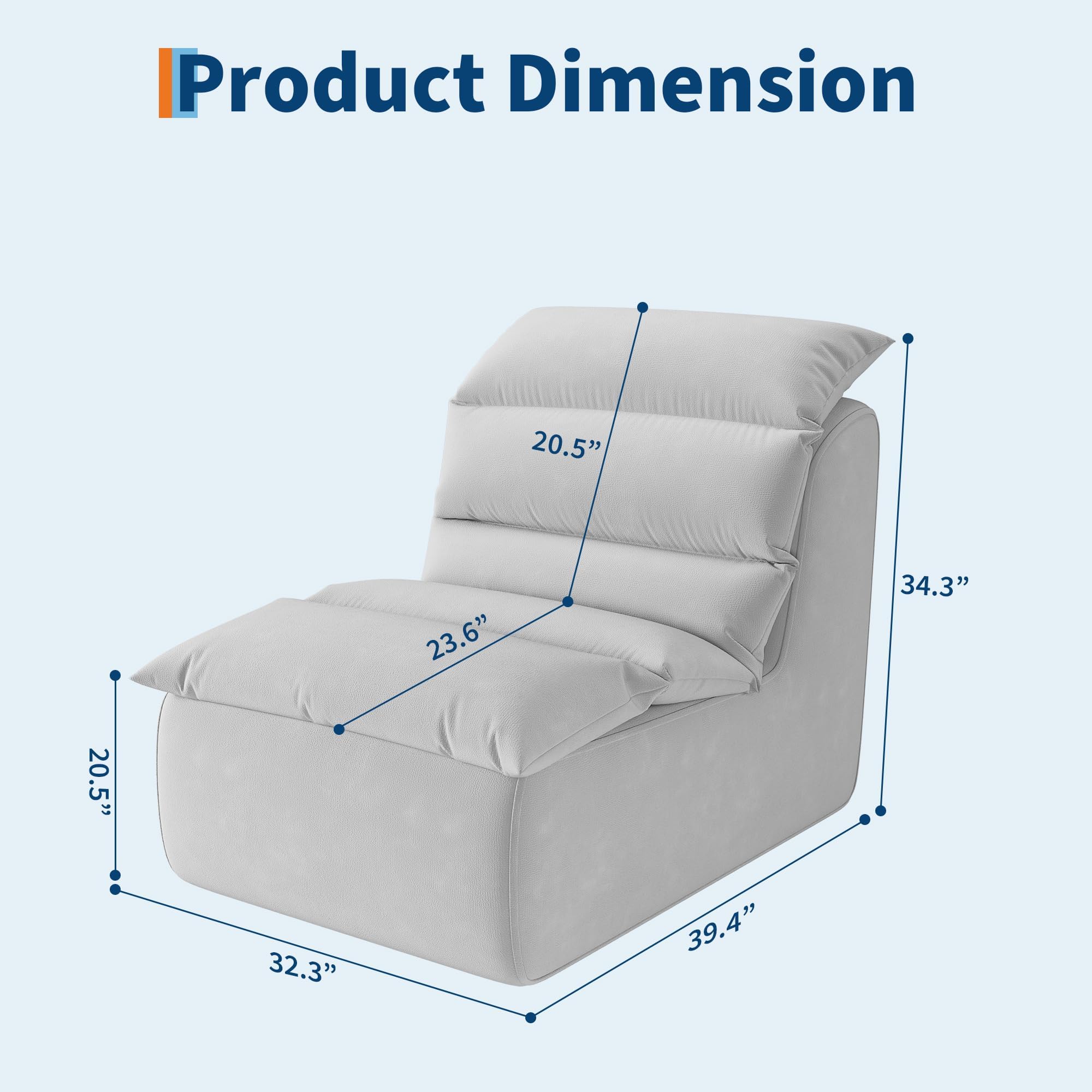 Pouf Poire Adulte Avec Dossier, Fauteuil Bean Bag, 82 L x 100 P x 87 H cm
