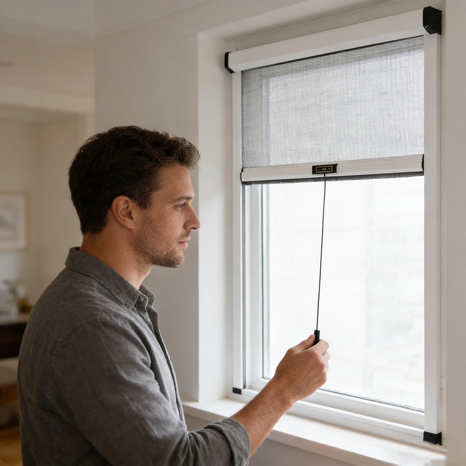 Moustiquaire Fenêtre Enroulable sur Mesure avec Cadre en Aluminium - Filet Écran Anti-Insectes Anti-Moustique, Moustiquaire Enroulable pour Porte Fenetre, Installation Facile