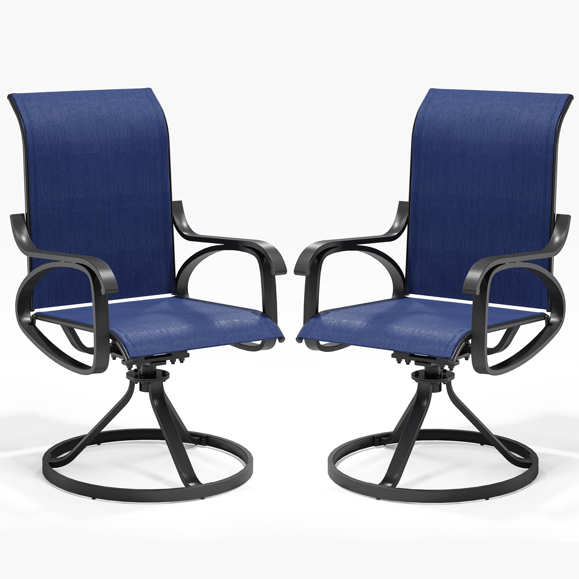 LOUVIXA Patio Swivel Chair Set of 2, All-Weather Patio Swivel Rocking Chair, High Back Patio Dining Chairs for Backyard, Porch, Lawn, Garden(2, Navy Blue)