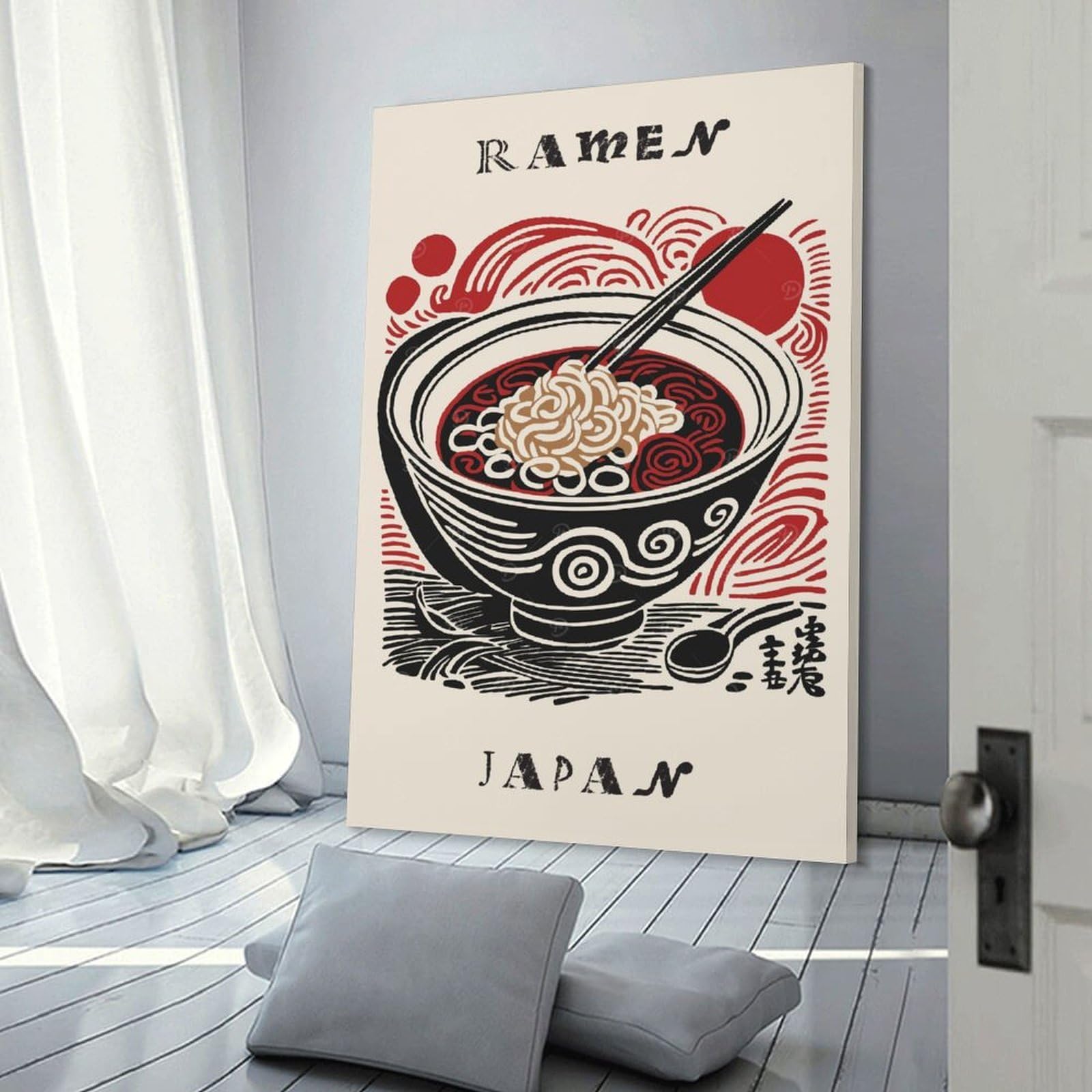 Junmoney Ramen Japan Soup Canvas Wall Picture, 24x36inch(60x90cm), for Sofa Walls, Lounge Or Home Corners, Modern Wall Decor for Cosy Interiors