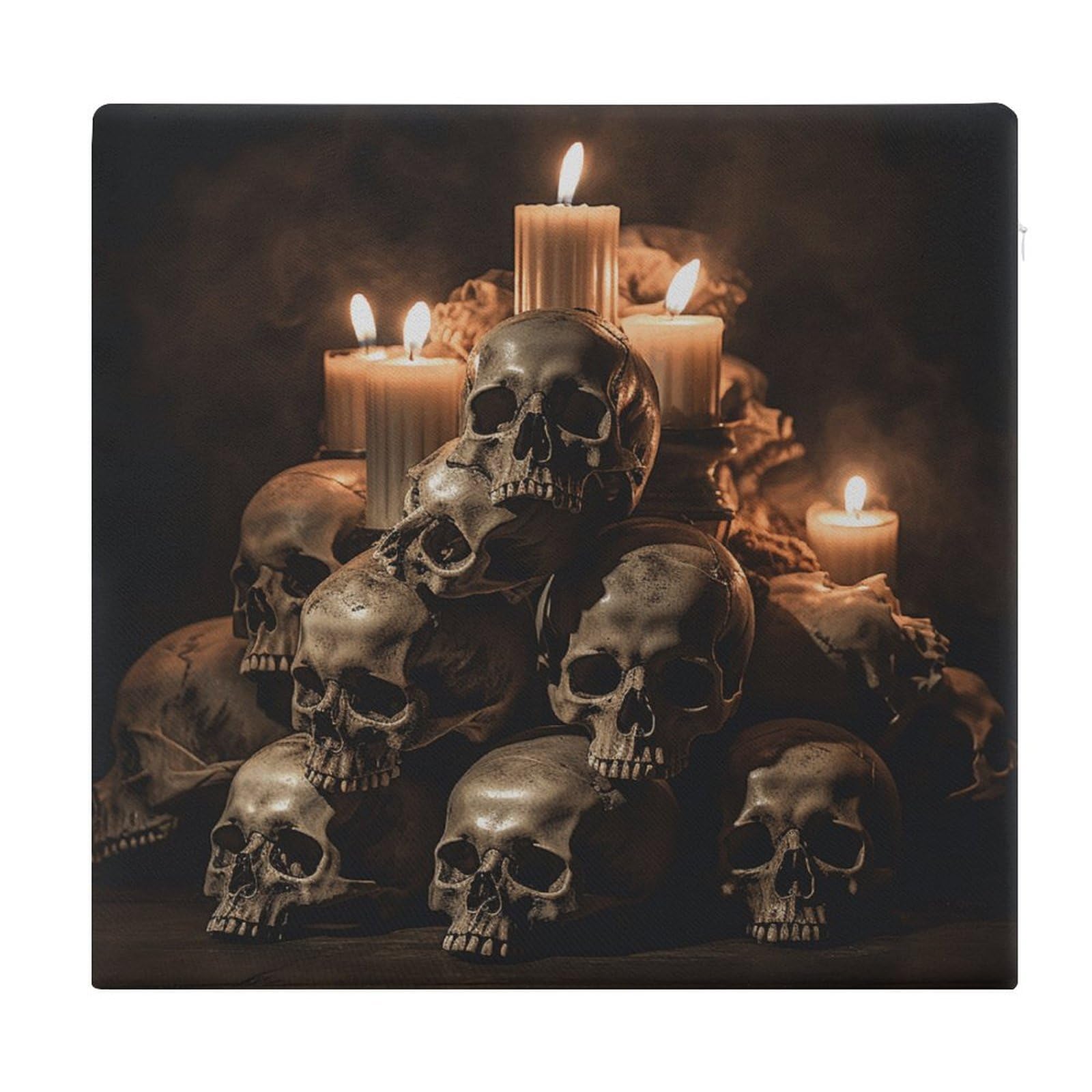 Adfgyerh Style Skull And Candle Cushions Memory Foam For Adults, Seat Cushion Chair Pads Soft, Square Pillows For Dining, Kitchen, Office, Patio Chairs