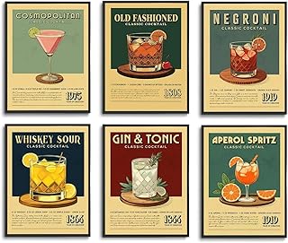 29 Retro Home Bar Decor Ideas With Nostalgic Flair 28 Fetyiu Vintage Cocktail Poster - Bar Cart Accessories and Decor,Retro Co...