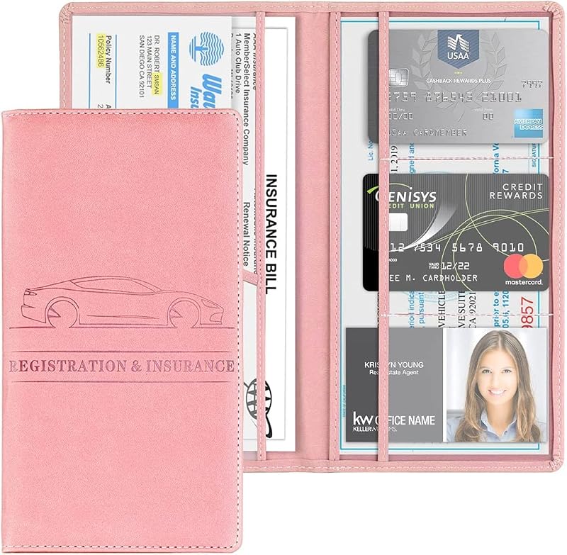 Organizador para Porta-Luvas de Documentos do Veículo XINLIYA em Couro Sintético PU e PVC Rose Gold