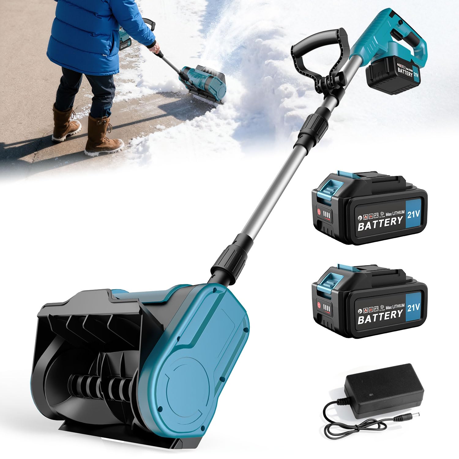 Fraise à Neige sans Fil 28cm Largeur de Travail 6M Distance de Projection avec 2 Batteries 3.0Ah pour Patio, Terrasse et Allée