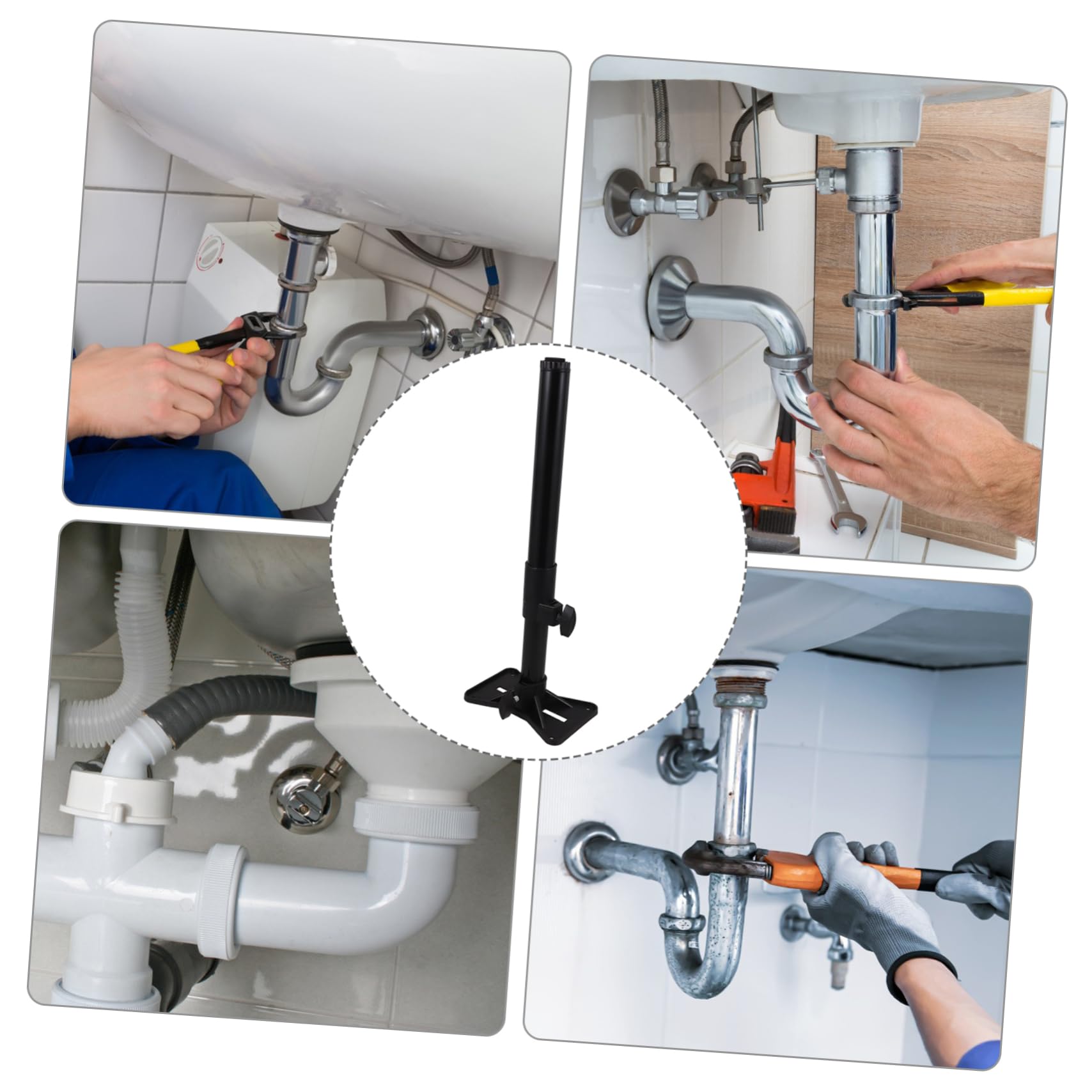 Soporte Ajustable Negro para Lavabo bajo Encimera y Fregadero
