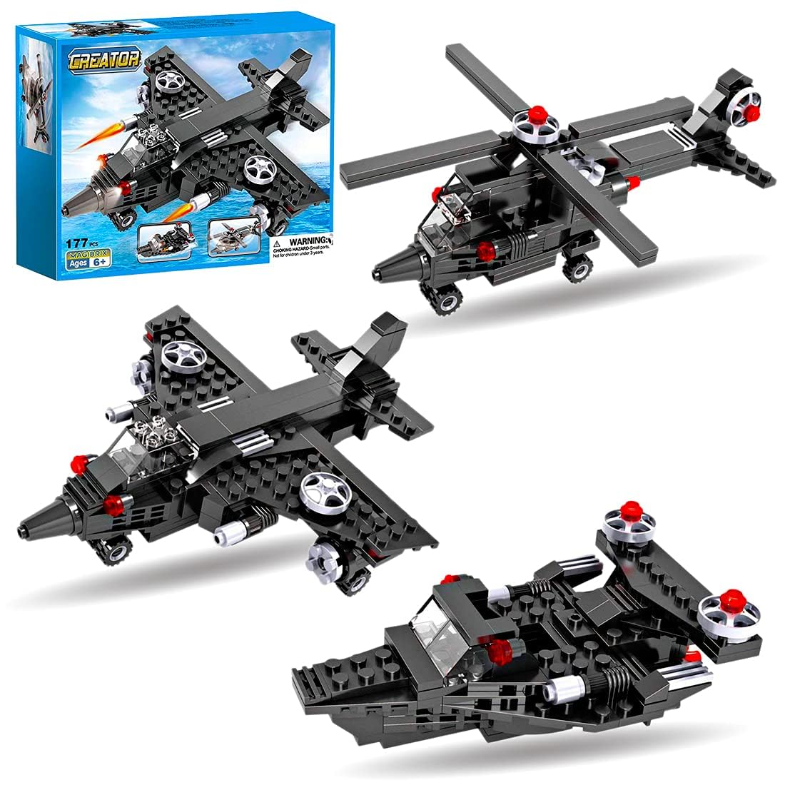 RVM Toys Architect 3 in 1 Building Blocks Set 177 Pcs Navy Plane Navy Fighter Jet & Navy Boat Educational Construction Learning Brick Toy for Kids (B0CTK66V7N) Amazon Price History, Amazon Price Tracker