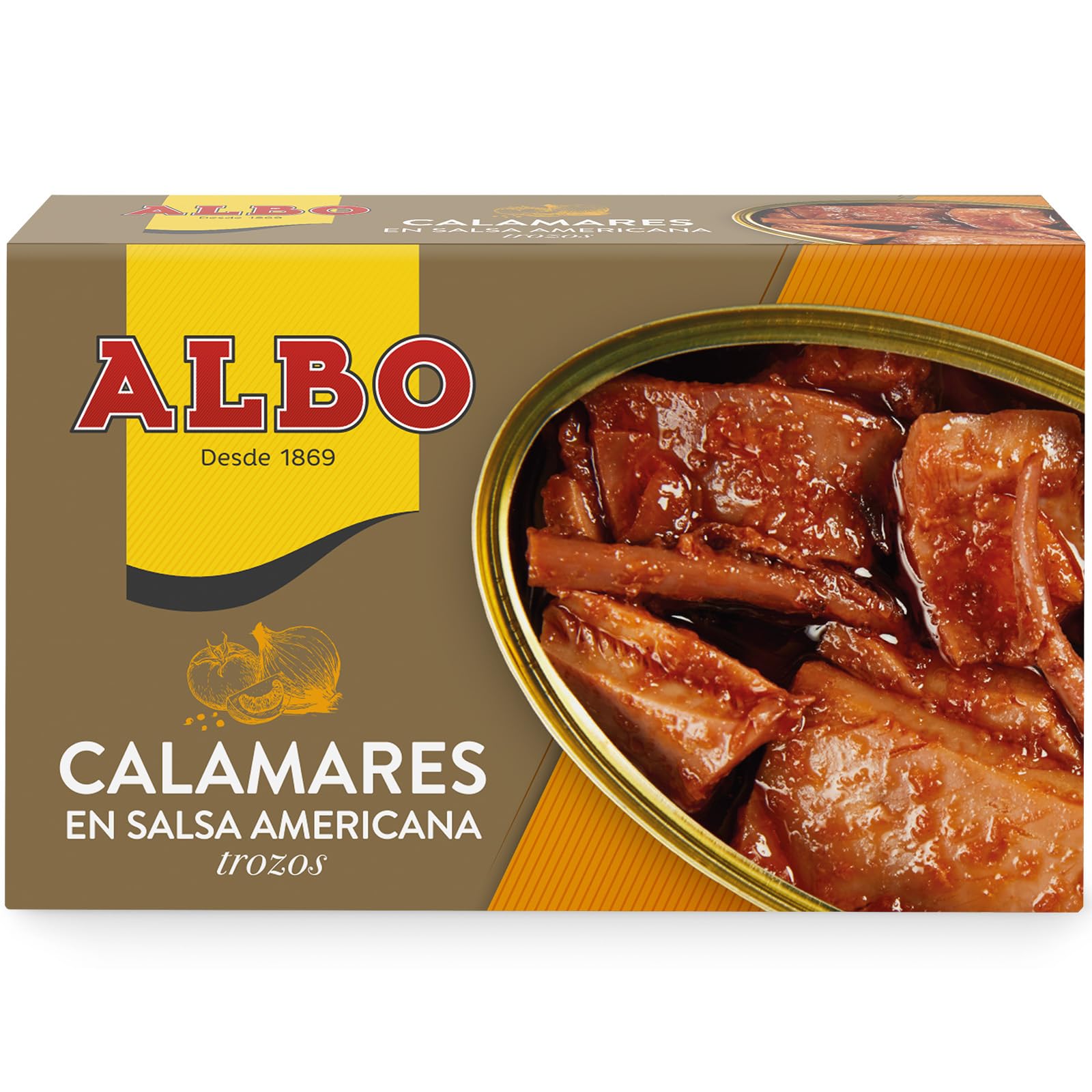 Albo Conserva de Calamares en Salsa Americana en Trozos, Lata 112 g