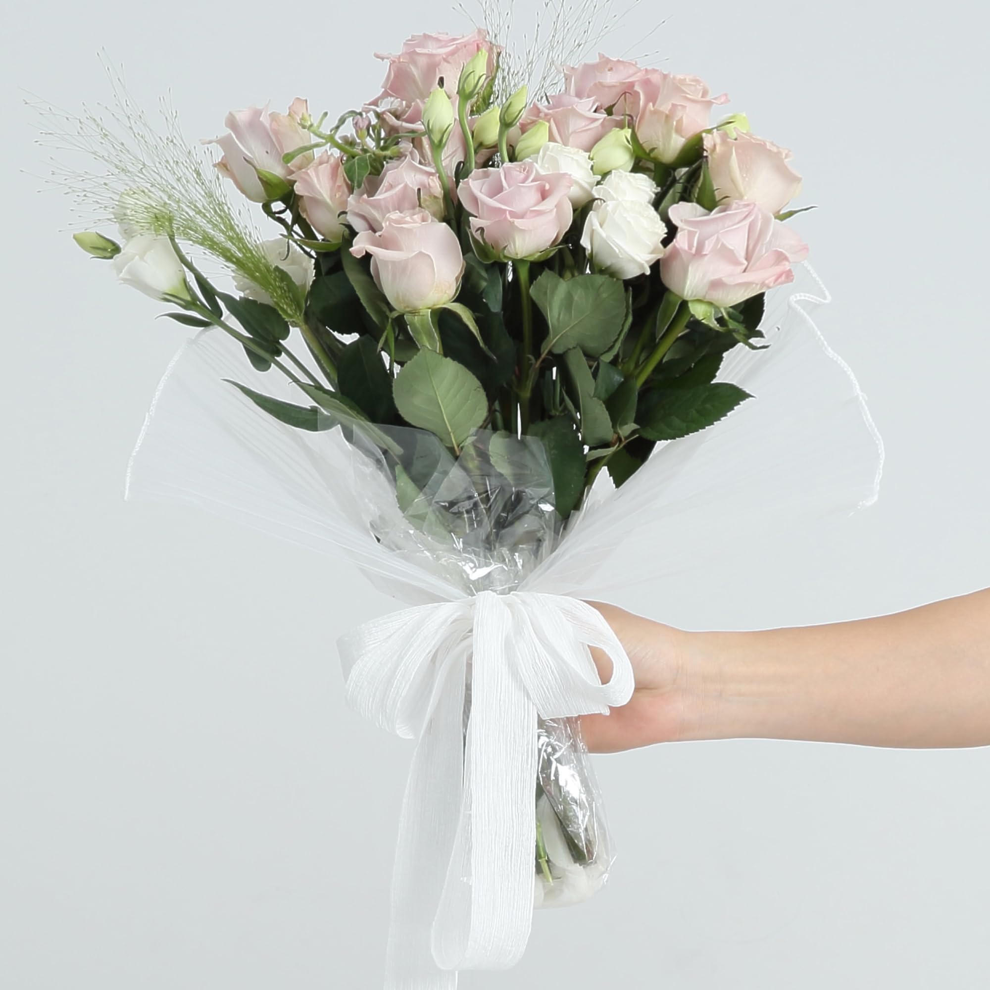 Keypan Cinta de gasa blanca arrugada de 1 1/2 pulgadas, hecha a mano, cinta de seda para ramo de flores de novia, decoración de boda, envoltura de regalos, 3 rollos de 9 yardas