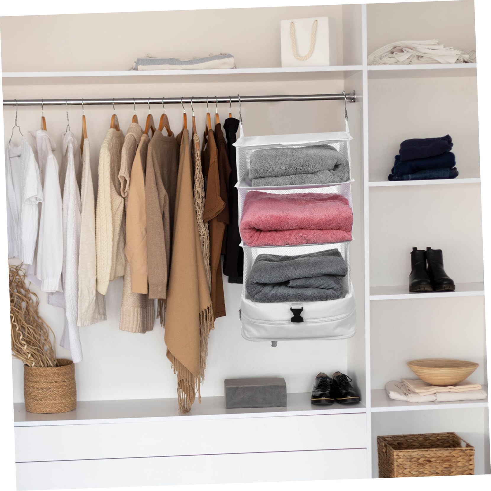 VICASKY Organizador de Armario Colgante de 3 Capas Tela Oxford, Bolsa de Almacenamiento Espaciosa y Ahorradora de Espacio para Ropa Armario Diario