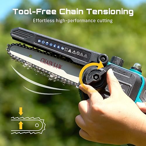 Miniatura 8 de SEESII Motosierra de poste inalámbrica, cortasetos, tijeras de podar, kit de herramientas de jardín extensible alimentado por batería de 4000 mAh