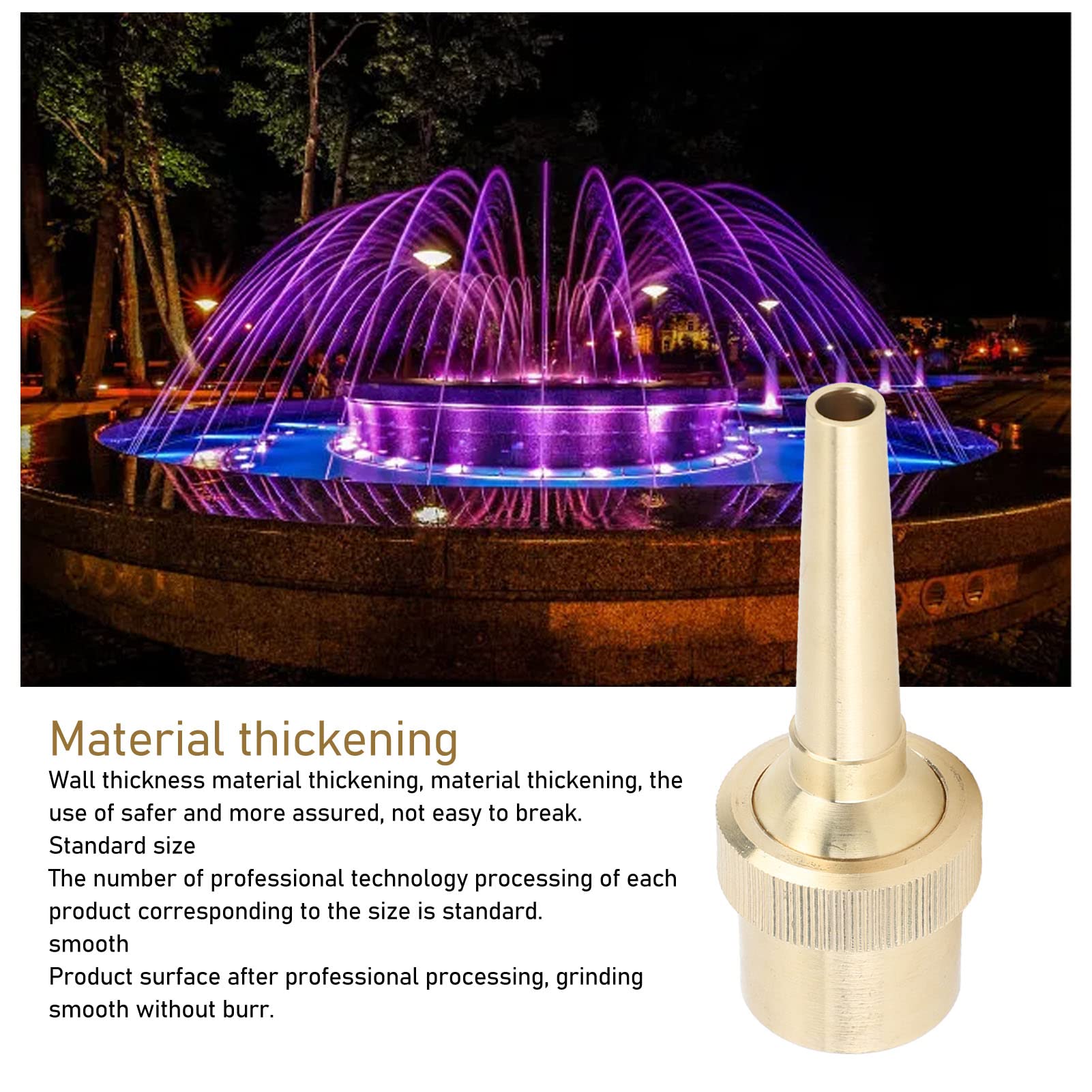 Honio Brass AdjustableFountain Nozzle, Spherical Joint Brass Direct Fountain Nozzle Female Screw Connection Large Injection Volume for Park (G1in 13.4CM)