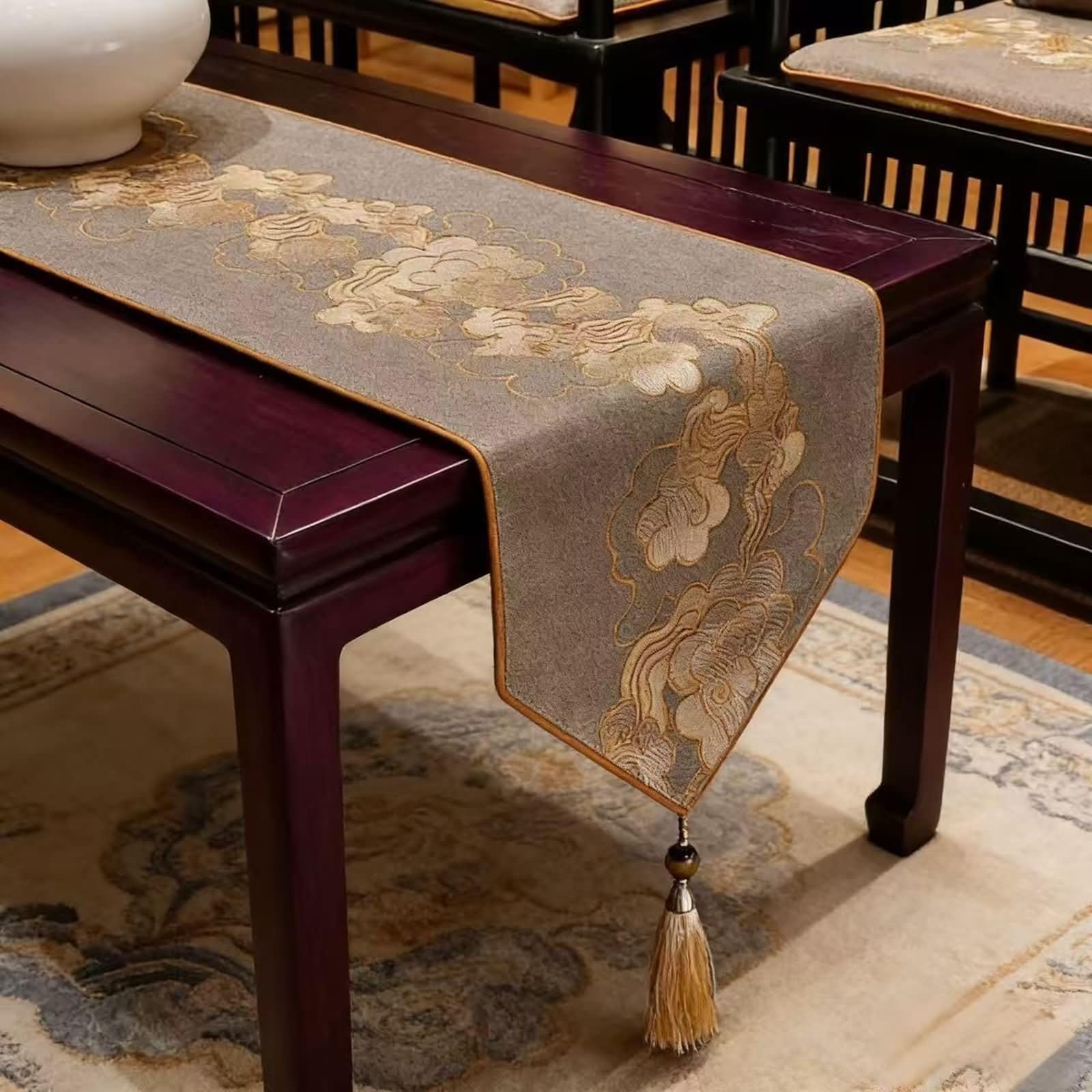 Chemin Table Gris Café Géométrique,Polyester,33x180cm