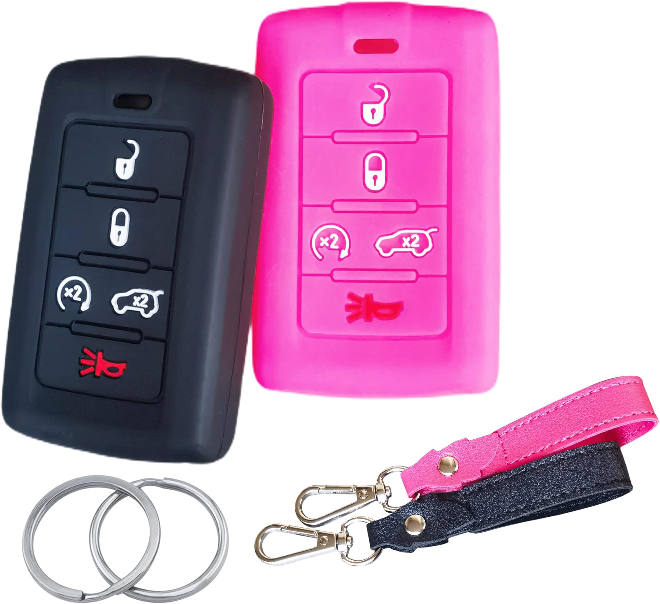RUNZUIE 2Pcs TPU Smart Key Fob for 2021 2022 2023 2024 Jeep