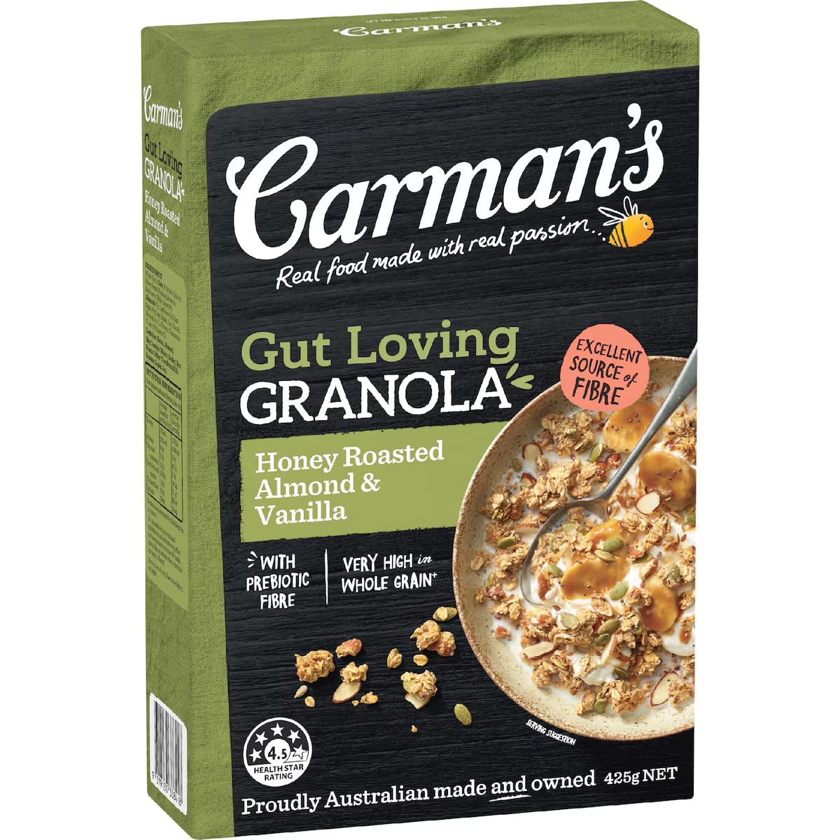 Carman's Gut Loving Granola (Honey Roasted Almond & Vanilla). 100% Natural Ingredients. No Preservatives. No Artifical Color or Flavour. Made in Australia-image-19