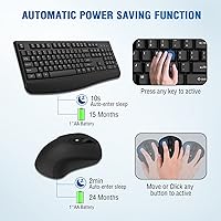 Vista 3 de Combo de teclado y mouse inalámbricos de tamaño completo 2.4GHz con cómodo reposamanos y mouse óptico inalámbrico para Windows, Mac