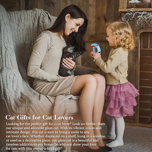 Miniatura 7 de Colgante de vitral Gato de vitral de gato en la luna, atrapa el sol para ventana de interior, colgadores de vitrales hechos a mano, regalo