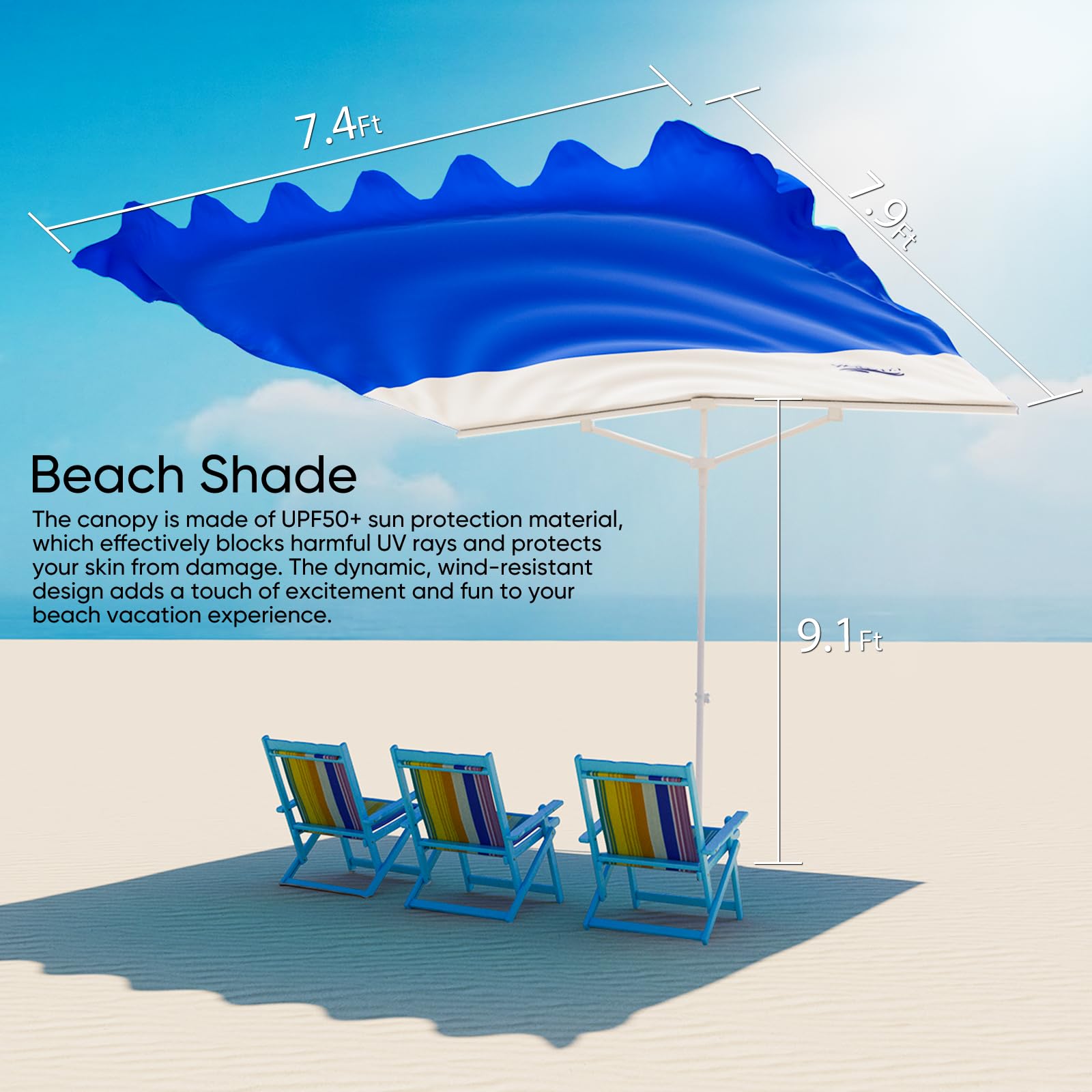 Tenda Da Sole Pop-up Per Spiaggia E Campeggio - Parasole Portatile UPF50+ Con Borsa Trasporto - Foto 8