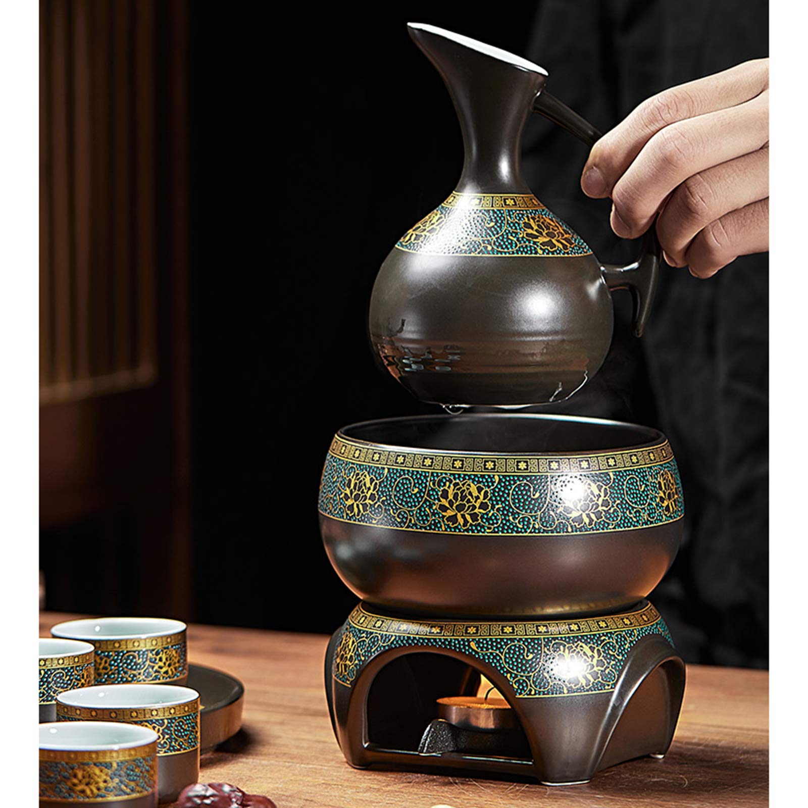 Tasse à saké Traditionnelle, Verres à vin en céramique, Ensemble de 6 Tasses à saké en céramique, Facile à Utiliser, Convient aux Amateurs de Culture, Artisanat Traditionnel (sans