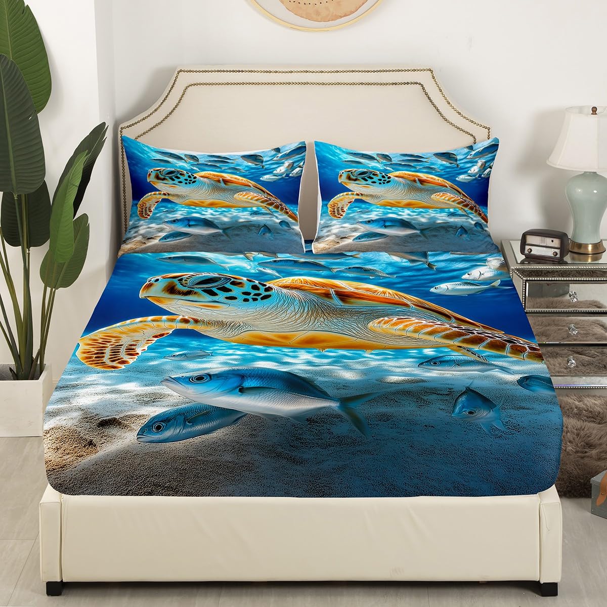 Copripiumino Mare Per Ragazzi - Set Cavalluccio Marino E Vita Sottomarina, 135x200cm